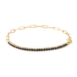 14K Solid Yellow Gold Half Tennis Bracelet and Paperclip Link