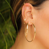 14K Solid Yellow Gold Open Hoops Earrings