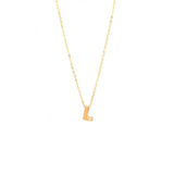 14K Solid Yellow Gold Bulk Initial Necklace with Diamond