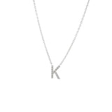 925 Sterling Silver Pave Diamonds Initial Neckalce