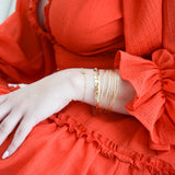 14K Solid Yellow Gold Multi Diamond Cut Bracelet
