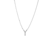 925 Sterling Silver Pave Diamonds Initial Neckalce