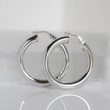14K Solid White Gold 4mm Tube Hoops Earrings