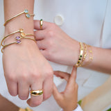14K Solid Yellow Gold Semi-stones Bangle