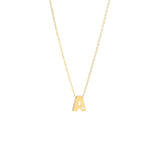 14K Solid Yellow Gold Bulk Initial Necklace with Diamond