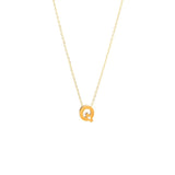 14K Solid Yellow Gold Bulk Initial Necklace with Diamond