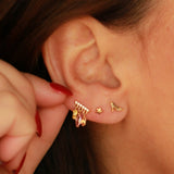 14K Solid Yellow Gold CZ Chandelier Earring