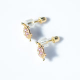 14K Solid Yellow Gold CZ Turtle Earrings