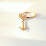 14K Solid Yellow Gold CZ Arrow Ring
