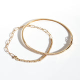 14K Solid Yellow Gold Half Tennis Bracelet and Paperclip Link