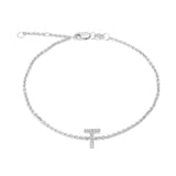 925 Sterling Silver Pave Diamonds Initial Bracelet